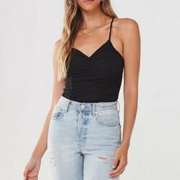 F21 Mesh Ruched Bodysuit - Picture 2 of 12